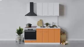 Кухонный гарнитур «Весна» длиной 180 см со шкафом НБ (Белый/Белый глянец/Оранж глянец)