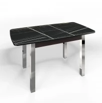 Кухонный стол Флорида раздвижной ножки квадратные металл хром (подстолье белое) ЛДСП, Металл, Стекло с фотопечатью, Мрамор СМ3